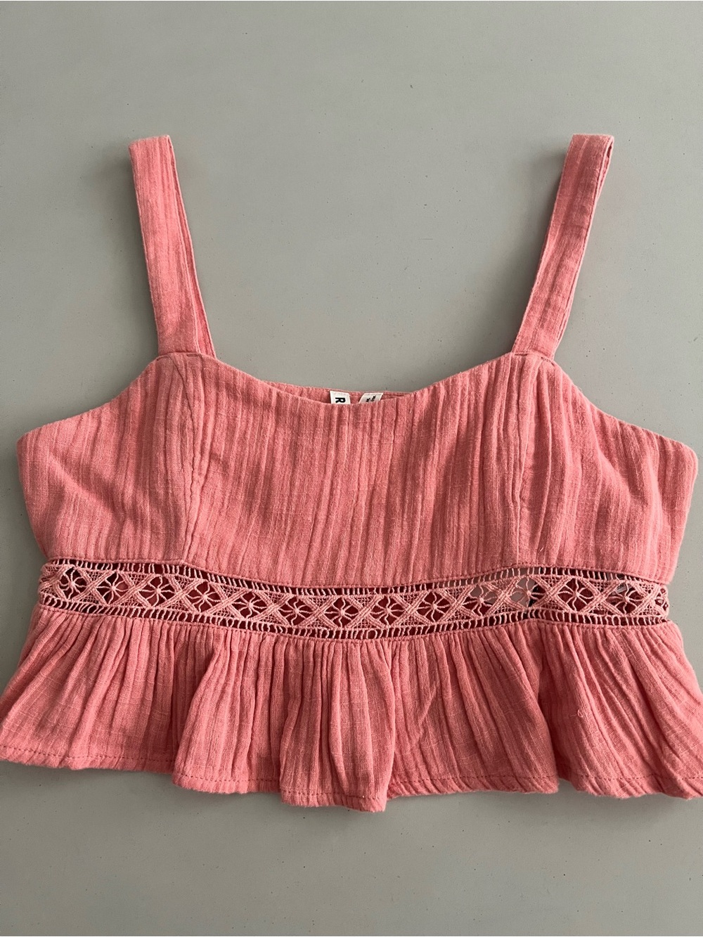 Roxy Textured crochet detailed Peplum Camisole Small